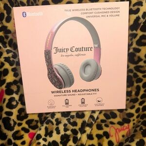 Juicy Couture Pink Leopard Wireless Bluetooth Headphones & Rose Gold Earbuds